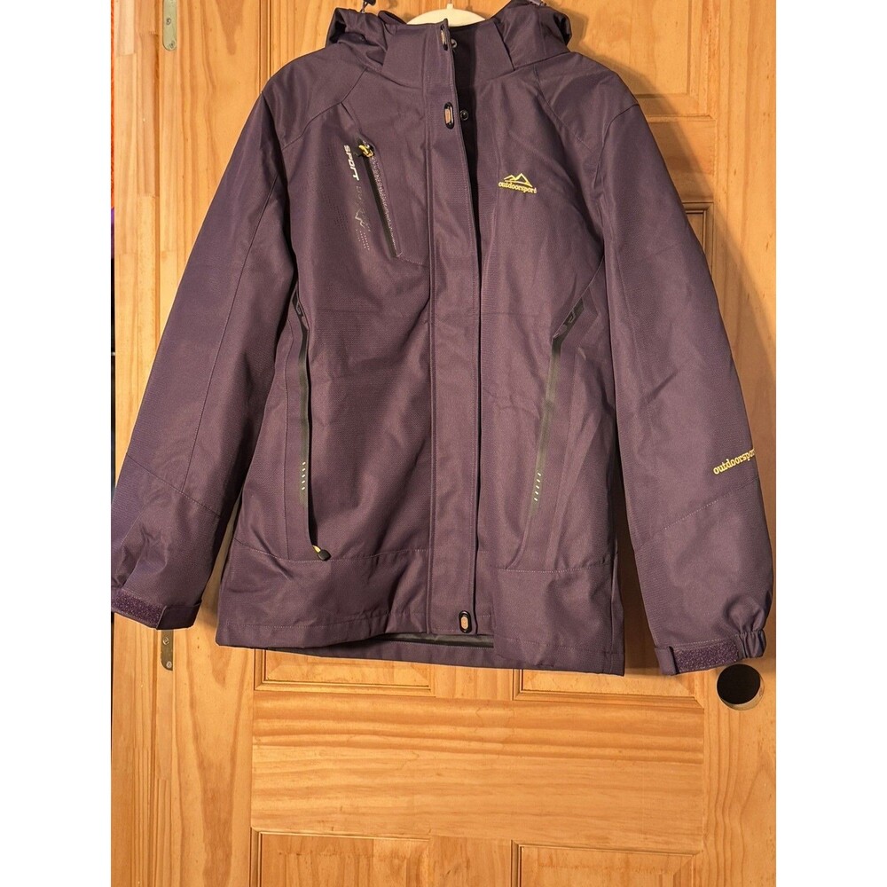 Outdoor Sport Women's 3-in-1 Jacket Purple Hooded Winter Coat Size L NWOT